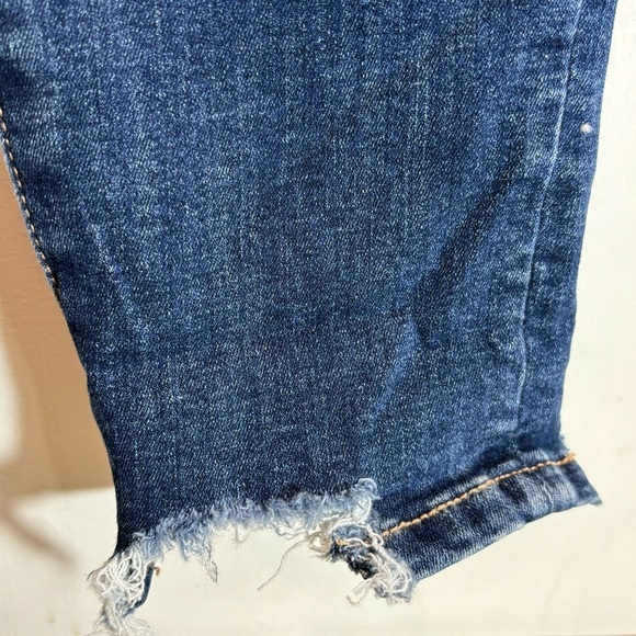 AMERICAN EAGLE  Sz 14S Dark Wash Distressed Chewed Hem Super High Rise Jeans NEW - Picture 6 of 13